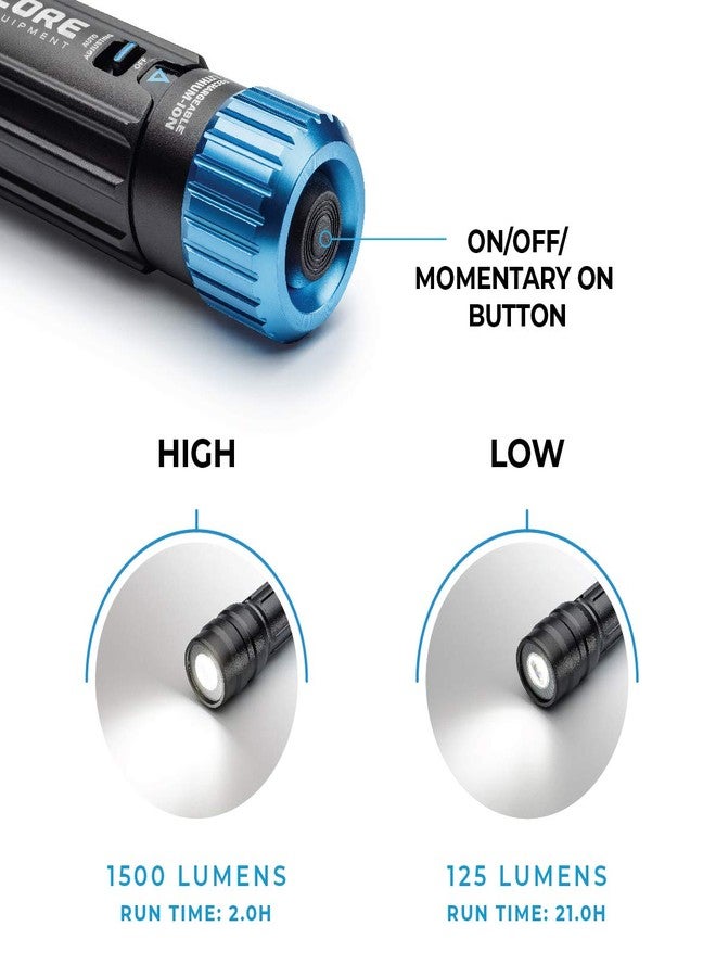 CORE 1500 Lumen CREE LED Rechargeable Camping Emergency Flashlight, Lithium Ion Batteries, Auto-dimming - Image 3